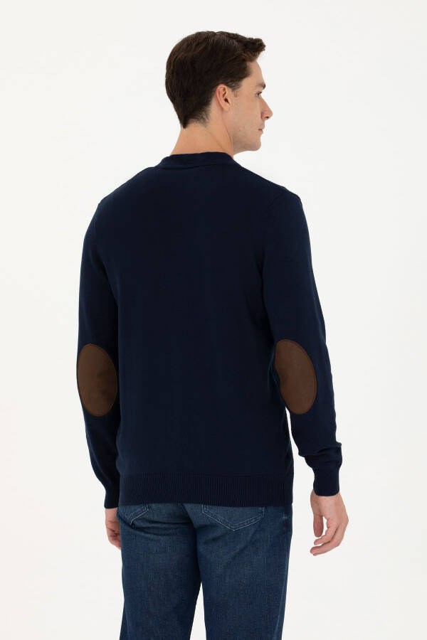 Men's Navy Blue Basic Knit Cardigan - 5