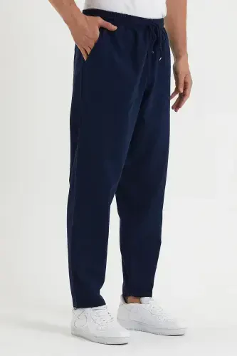 Men's Navy Blue Basic Relaxed Fit Jogger Pants-NAVY BLUE - 5