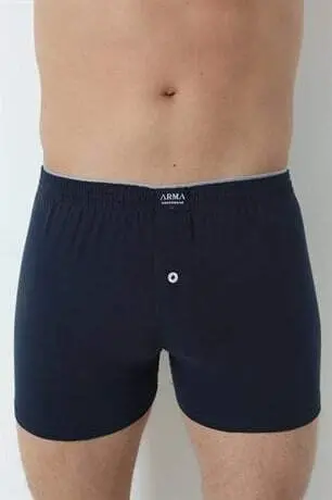 Men's Navy Blue Buttoned Boxer Shorts 3-Pack 100% Cotton Jersey - 3