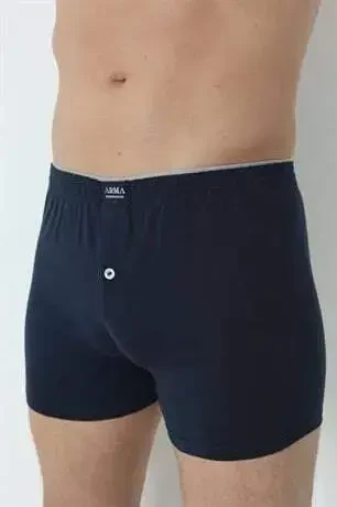Men's Navy Blue Buttoned Boxer Shorts 3-Pack 100% Cotton Jersey - 4
