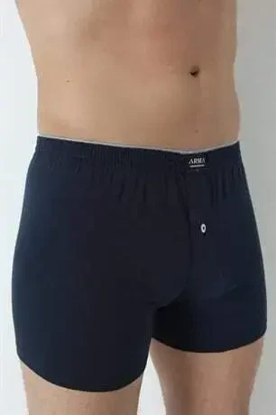Men's Navy Blue Buttoned Boxer Shorts 3-Pack 100% Cotton Jersey - 7