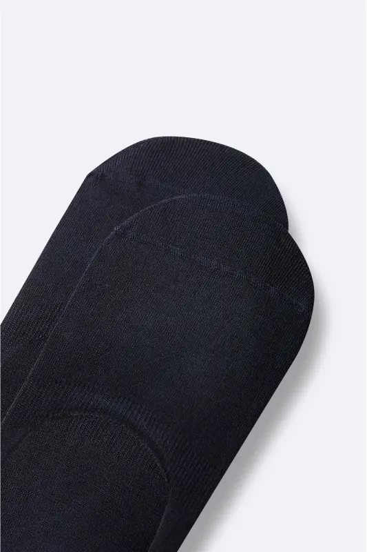 Men's Navy Blue Cotton Invisible Socks B008557-Navy - 2