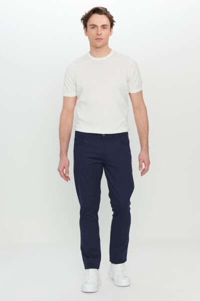 Men's Navy Blue Cotton Slim Fit Narrow Cut 5 Pocket Es - AC&CO / ALTINYILDIZ CLASSICS (1)
