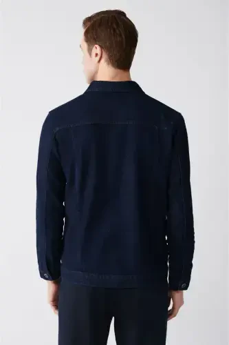 Men's Navy Blue Denim Jacket - 4