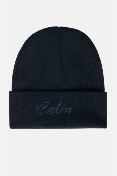 Men's navy blue embroidered brimmed beanie (A32y9205) - 4