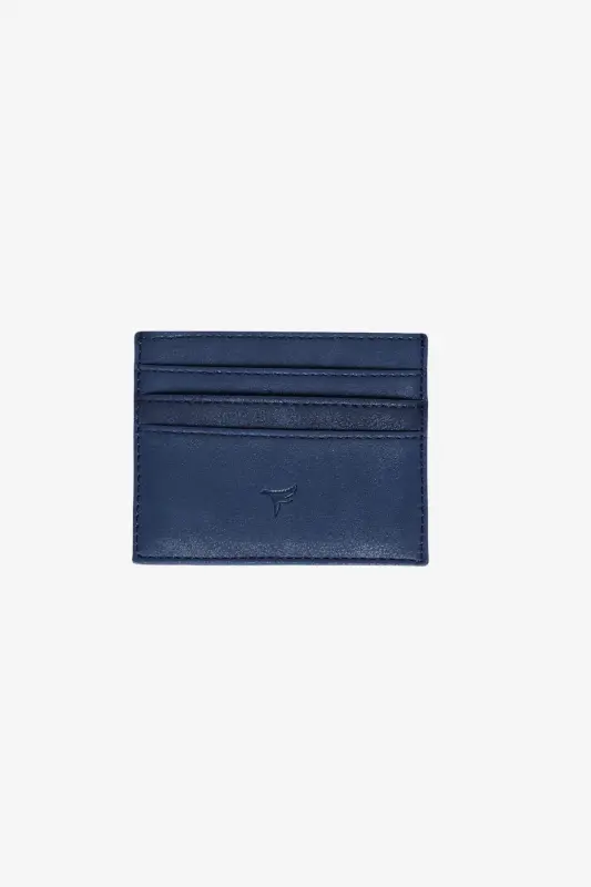 Men's Navy Blue Gift Boxed Card Holder with Money Compartment - Navy Blue - 1
