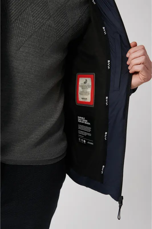 Men's Navy Blue Goose Down Water Repellent Windproof Thermometer Hooded Puffer Jacket A32y6017-Navy Blue - 7