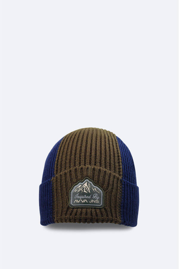 Men's navy blue hat with embroidered border A32y9206 - 1