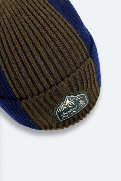 Men's navy blue hat with embroidered border A32y9206 - 3