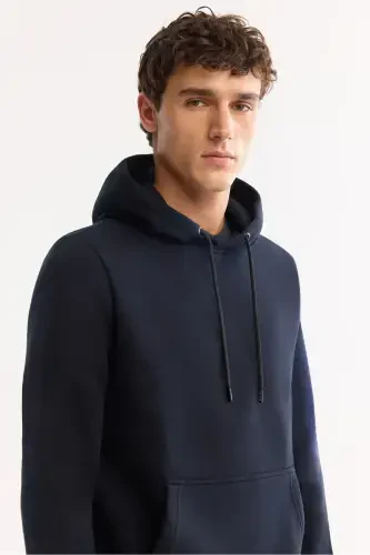 Men's Navy Blue Hooded Sweatshirt - AVVA (1)