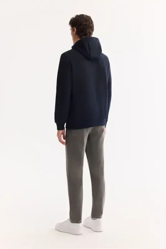 Men's Navy Blue Hooded Sweatshirt - 4