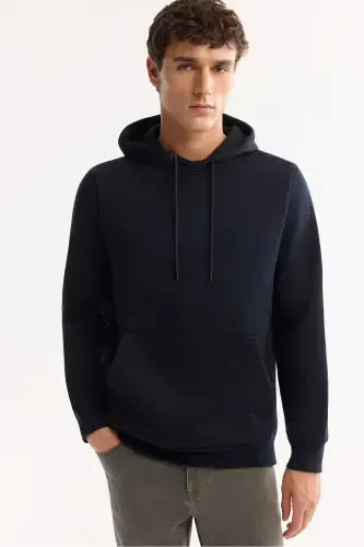 Men's Navy Blue Hooded Sweatshirt - 5