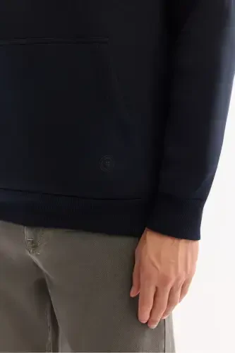 Men's Navy Blue Hooded Sweatshirt - 6