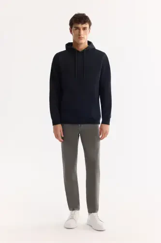 Men's Navy Blue Hooded Sweatshirt - 7