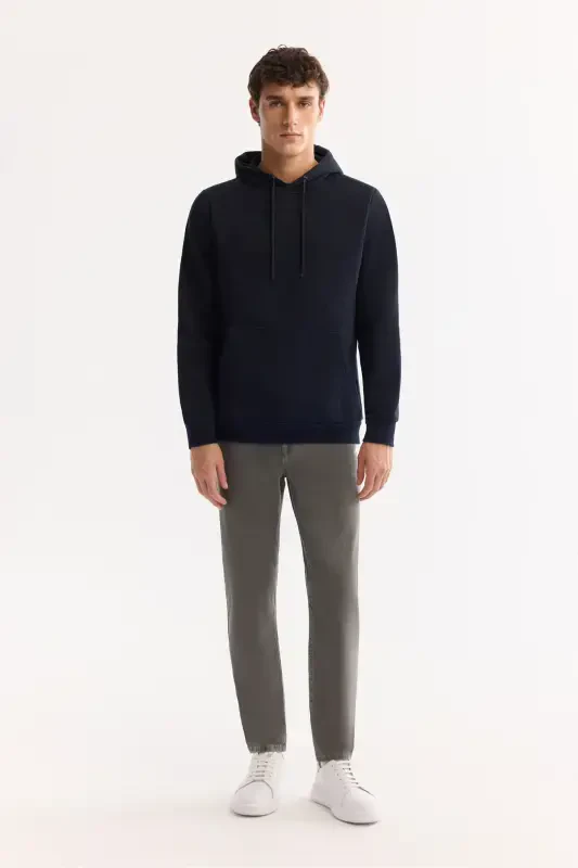 Men's Navy Blue Hooded Sweatshirt - 7