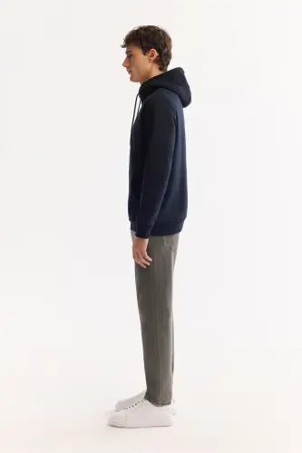 Men's Navy Blue Hooded Sweatshirt - 3