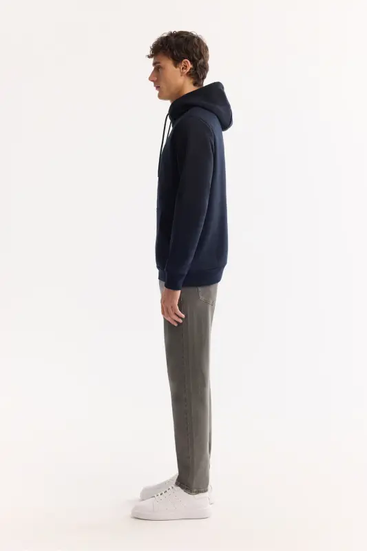 Men's Navy Blue Hooded Sweatshirt - 3