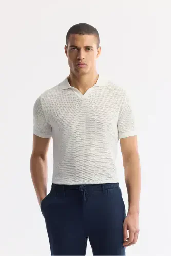 Men's Navy Blue Issos Relaxed Fit Trousers with Elastic Waistband, 100% Linen B003032 - 1