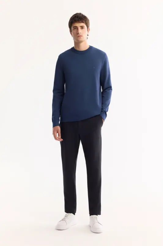 Men's Navy Blue Knit Sweater - 6