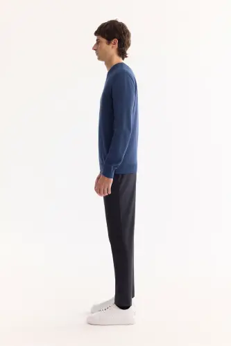 Men's Navy Blue Knit Sweater - 3