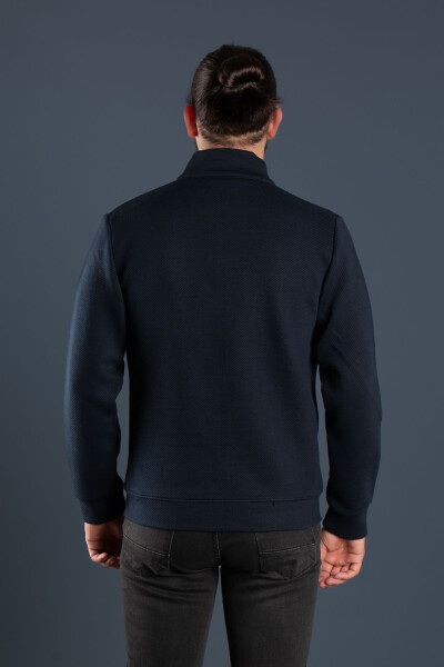 Men's Navy Blue Knitted Cardigan - 6