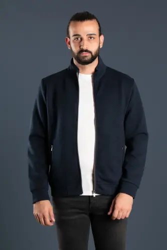 Men's Navy Blue Knitted Cardigan 