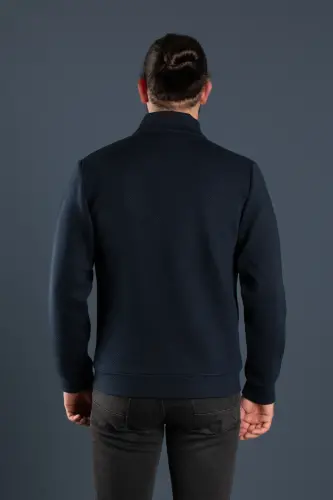 Men's Navy Blue Knitted Cardigan - ZEKİ ÖZER (1)