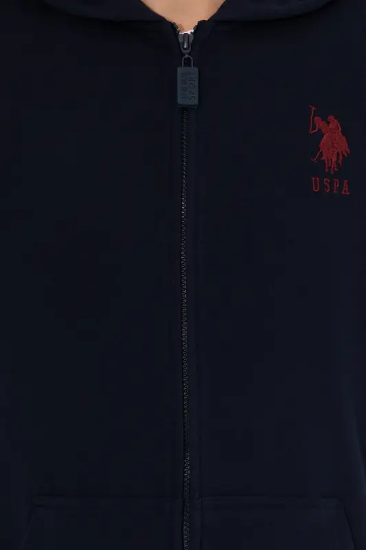 Men's Navy Blue Knitted Hoodie Cardigan 50253132-VR033-Navy Blue - 6