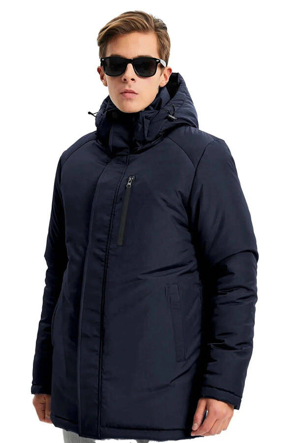 Men's Navy Blue Removable Hooded Windproof Winter Jacket & Coat & Parka - 10