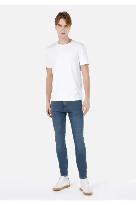 Men's navy blue, skinny fit, low waist, skinny leg jeans. - COLIN’S