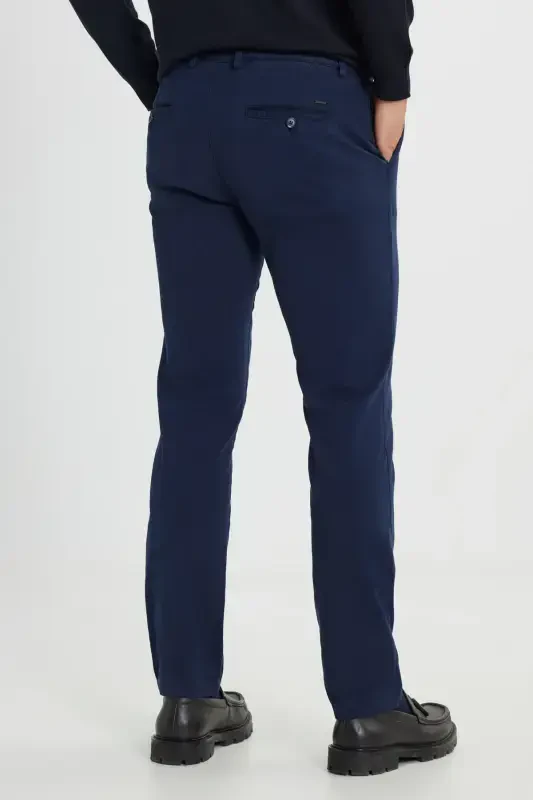 Men's Navy Blue Slim Fit Narrow Cut Cotton Stretch Ar - 7
