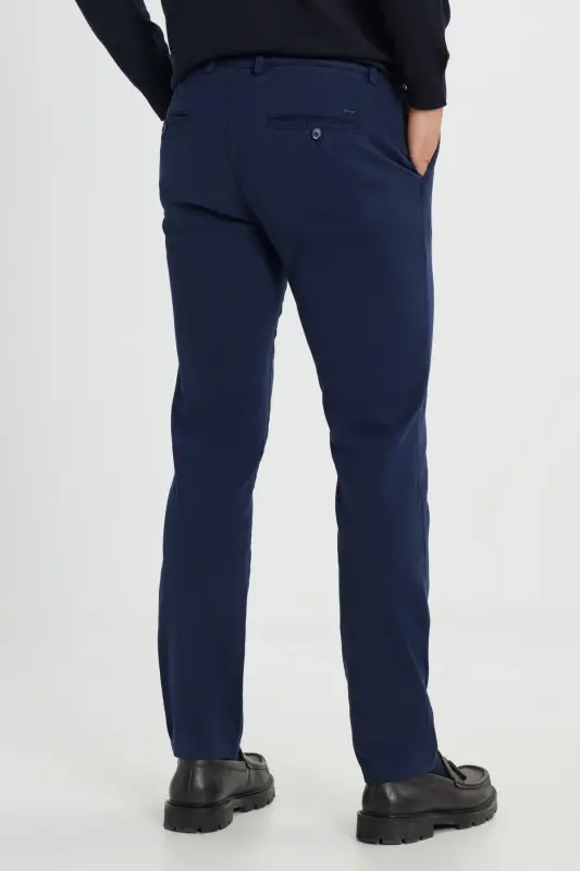 Men's Navy Blue Slim Fit Narrow Cut Cotton Stretch Ar - 7