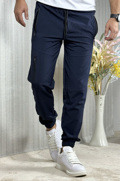 Men's Navy Blue Summer Outdoor Sports Lycra Jogger Pants - 10