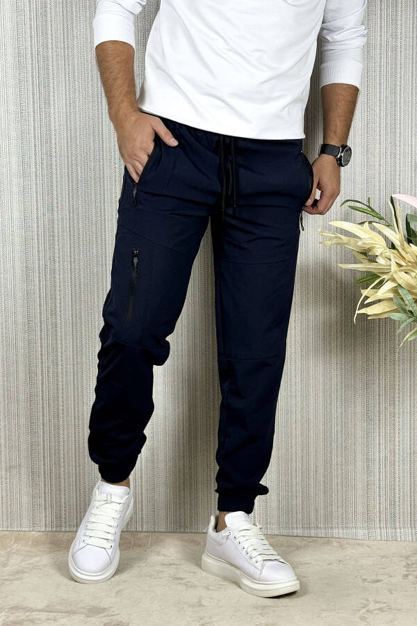 Men's Navy Blue Summer Outdoor Sports Lycra Jogger Pants - 11