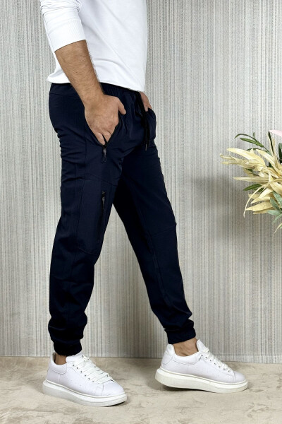 Men's Navy Blue Summer Outdoor Sports Lycra Jogger Pants - 13