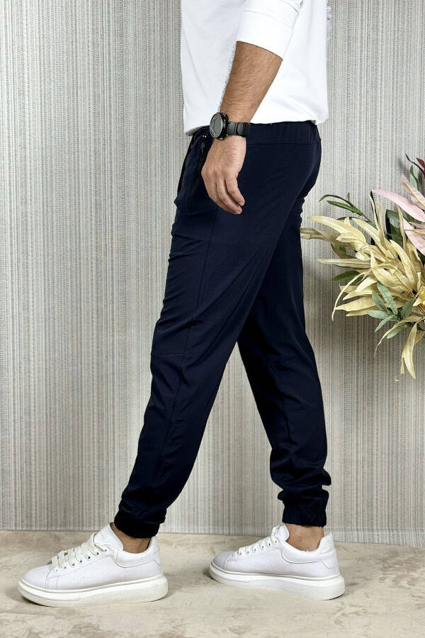 Men's Navy Blue Summer Outdoor Sports Lycra Jogger Pants - 15