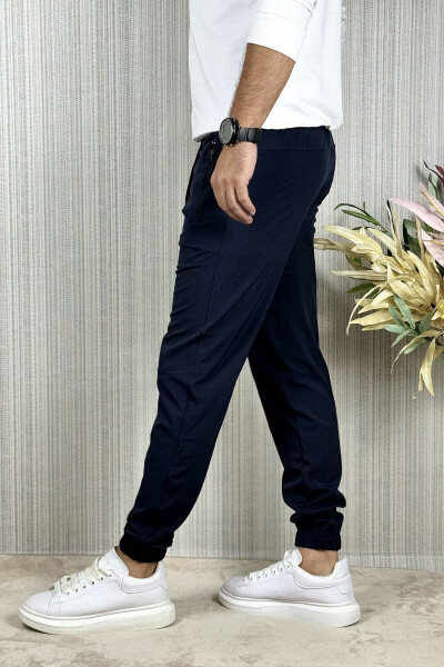 Men's Navy Blue Summer Outdoor Sports Lycra Jogger Pants - 7