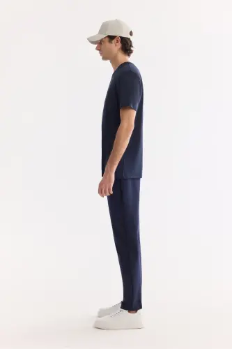 Men's Navy Blue T-shirt Ultrasoft Crew Neck Plain Regular Fit Modal B001171 