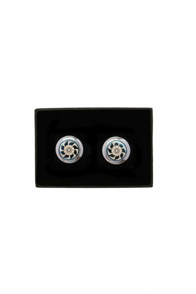 Men's Navy-gray Black Cufflinks - ALTINYILDIZ CLASSICS