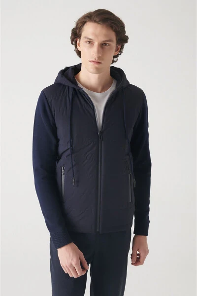 Men's Navy Hooded Jacket - AVVA