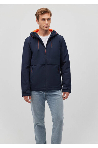 Men's Navy Hooded Jacket - 1