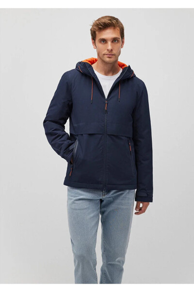 Men's Navy Hooded Jacket - 2