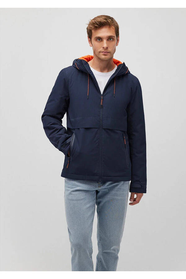 Men's Navy Hooded Jacket - 2