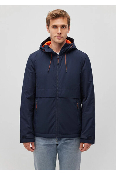 Men's Navy Hooded Jacket - 3