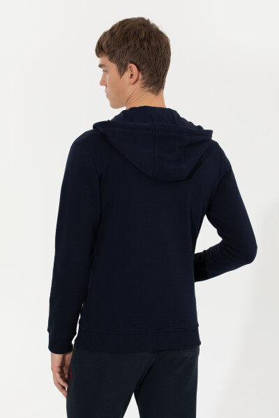 Men's Navy Hooded Knit Cardigan - 5