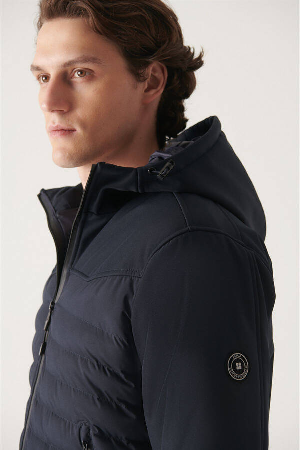 Men's Navy Hooded Windproof Jacket A22y6083 - 7