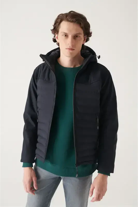 Men's Navy Hooded Windproof Jacket A22y6083 - AVVA
