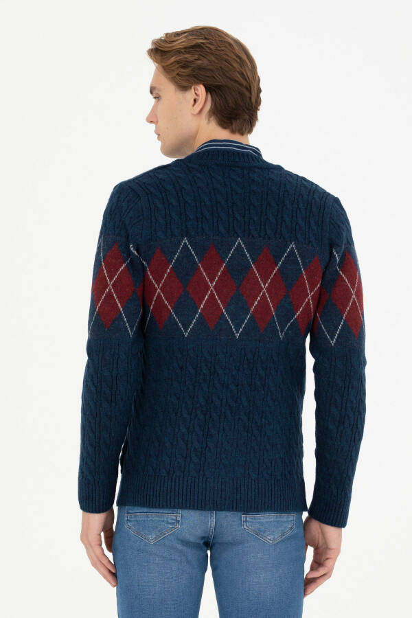 Men's Navy Knit Cardigan - 5