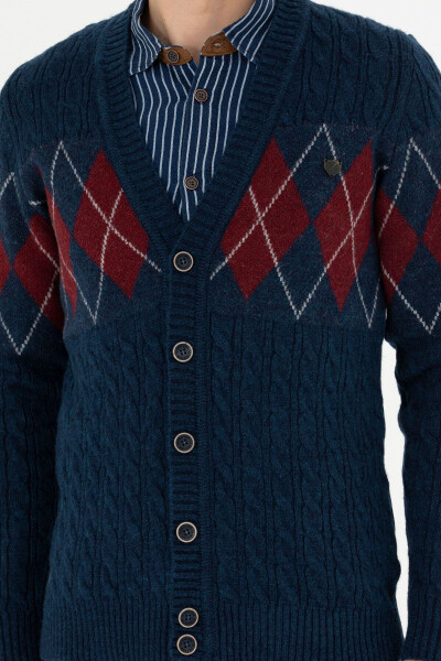 Men's Navy Knit Cardigan - 6