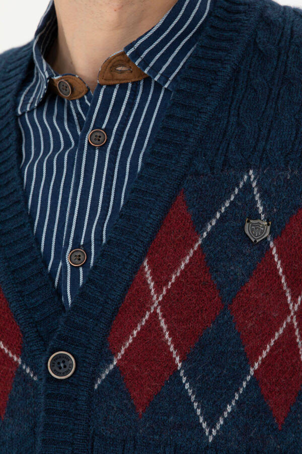 Men's Navy Knit Cardigan - 7